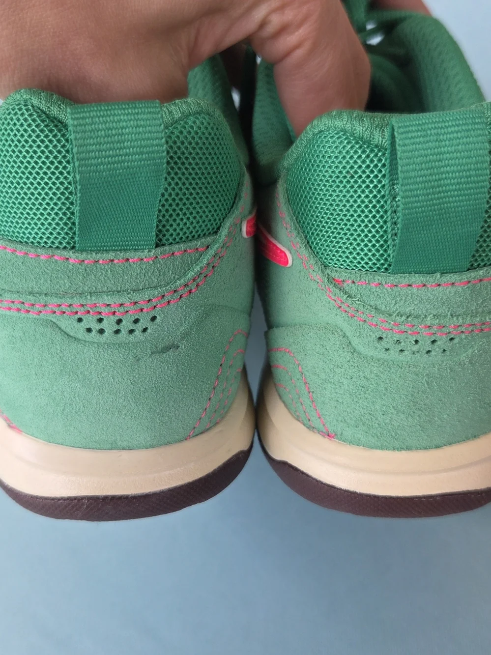 Nike Kids' Green Athletic Sneakers with Pink Accents
